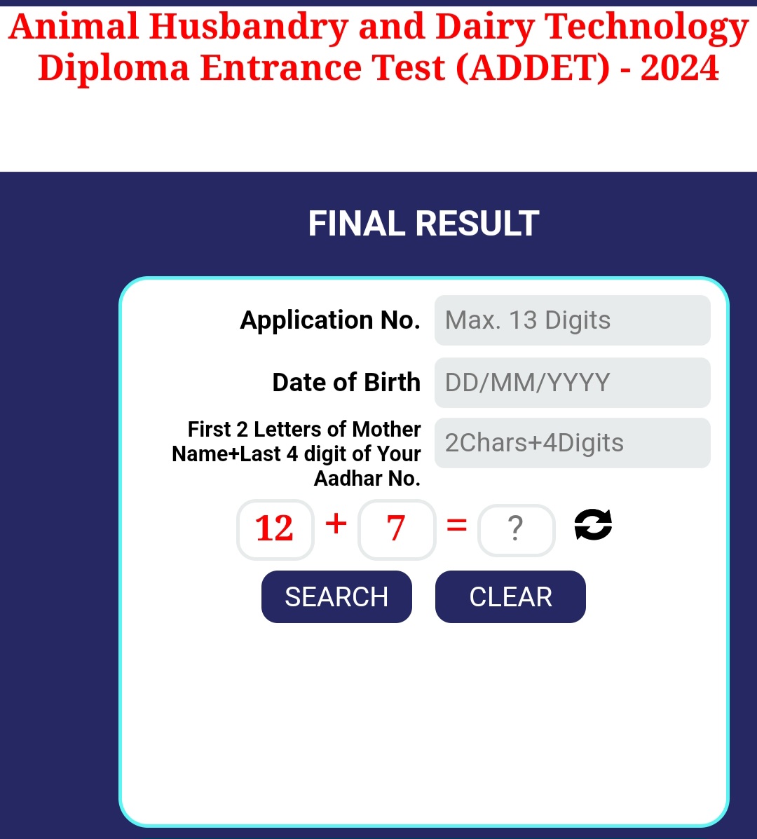 MP Esb Result 2024:Animal Husbandry and Dairy Technology Diploma Entrance Test (ADDET)-2024 MP ADDET Result 2024