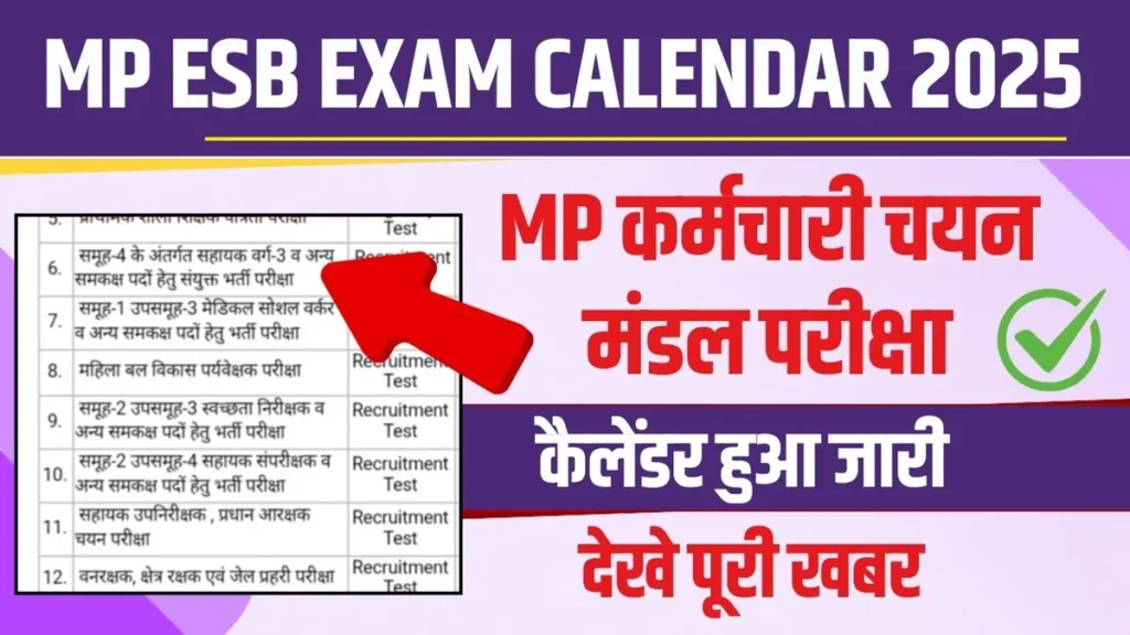 MP ESB Exam Calendar 2025