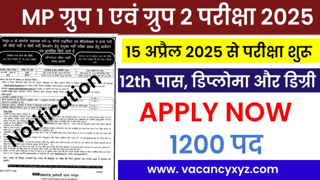 MPESB Group-1 & Group-2 Bharti Notification 2025