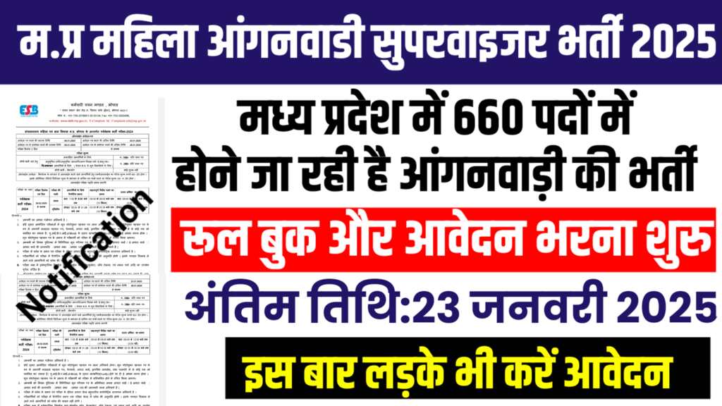 MP Anganwadi Supervisor Vacancy 2025 New Form: मध्य ...