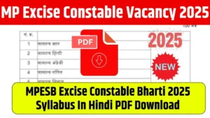 MP Excise Constable Vacancy 2025 Syllabus