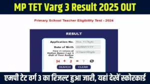MP TET Varg 3 Result 2025