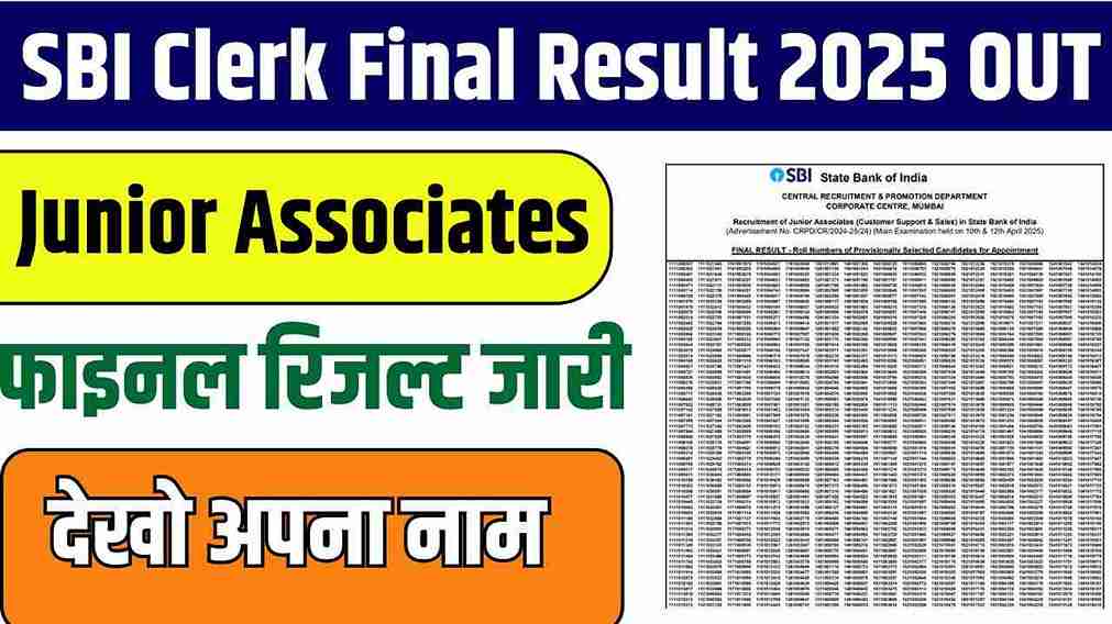 SBI Clerk Final Result 2025
