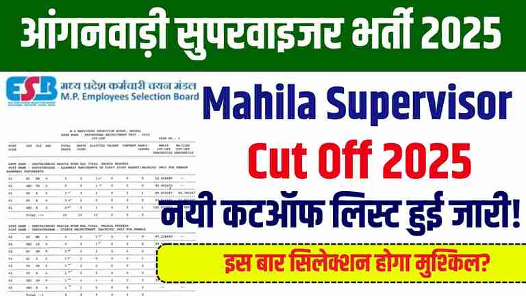 MP Aganwadi Supervisor Bharti Result 2025 Cut Off : आंगनवाड़ी सुपरवाइजर कट-ऑफ लिस्ट जारी, ऐसे चेक करें अपना रिजल्ट Cut Off List PDF MP Aganwadi Supervisor Bharti Result 2025