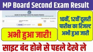 MP Board Second Exam Result 2025