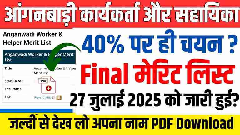 MP Anganwadi Bharti Merit List 2025