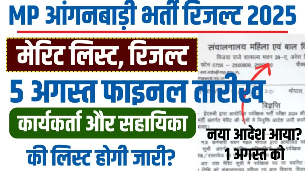 MP Anganwadi Bharti Merit List 2025: अगस्त में इस तारीख को जारी होगी आंगनवाड़ी कार्यकर्ता एवं सहायिका भर्ती परीक्षा की मेरिट लिस्ट