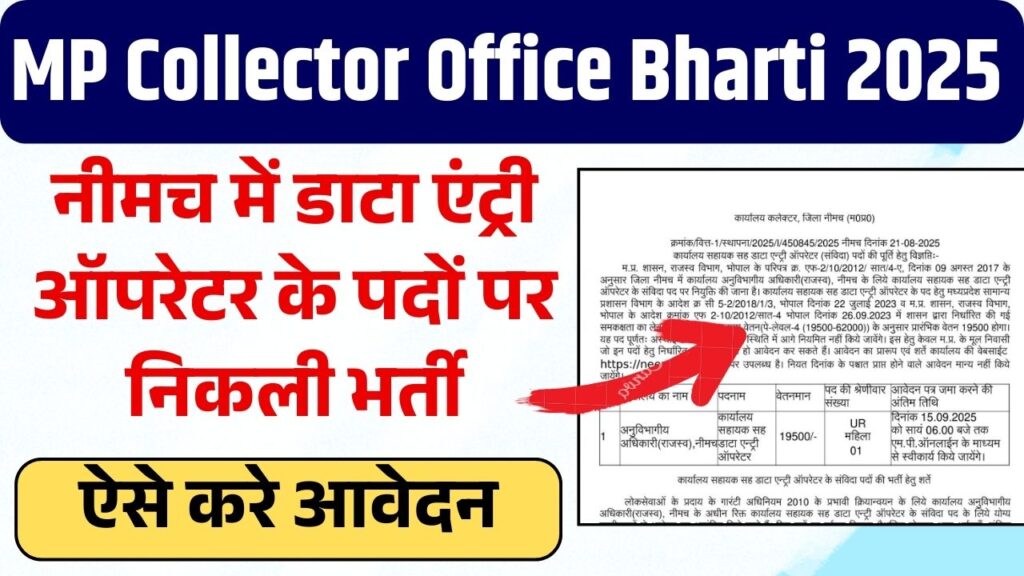 MP Collector Office recruitment announcement 2025