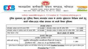 मध्य प्रदेश पुलिस SI (सब इंस्पेक्टर) भर्ती 2025 के लिए नोटिफिकेशन जारी कर दिया गया है।