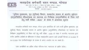 MPESB New Update 2025: MP ASI/LDC Re-open Form , एमपी पुलिस ASI फॉर्म भरना फिर से शुरू,