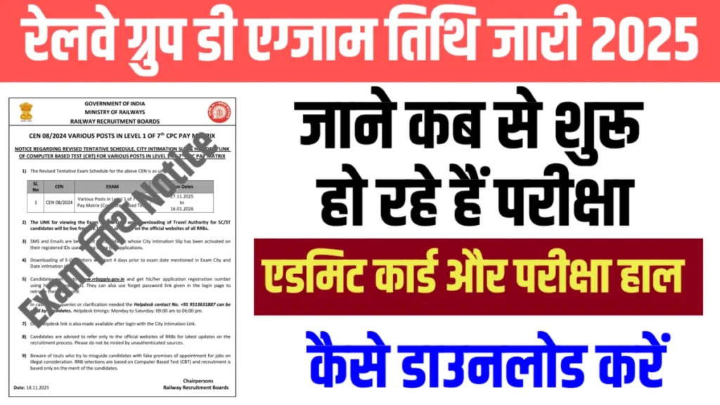 RRB Group D Exam Date 2025