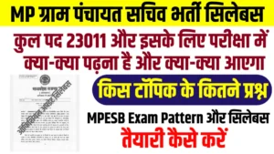 MP Gram Panchayat Sachiv Bharti Syllabus & Exam Pattern 2025