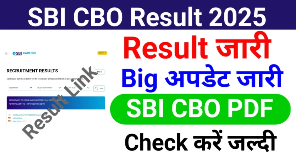 SBI CBO Circle Based Officer Result 2025 Link Active– Final List & Now PDF Download SBI CBO Circle Based Officer Result 2025