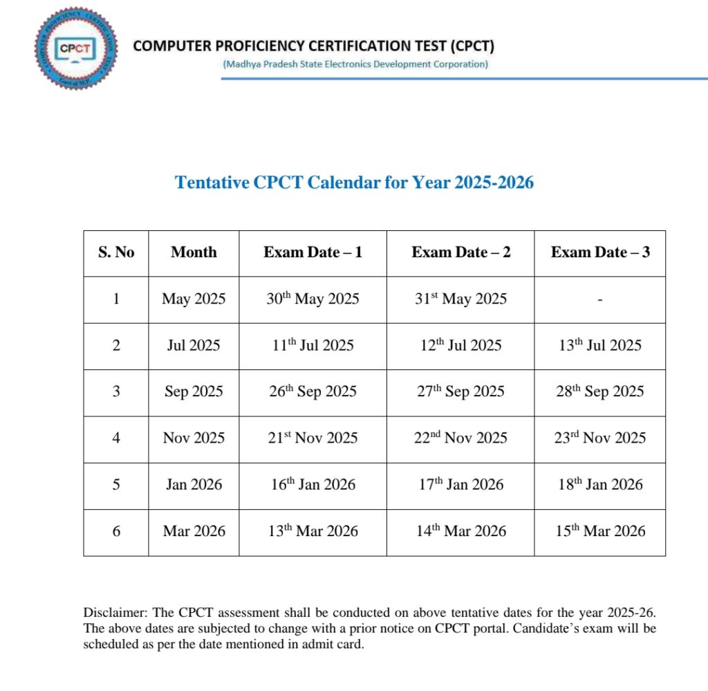 CPCT Online Form 2025 New शुरू: CPCT एग्जाम डेट भी जारी, जाने पूरी जानकारी