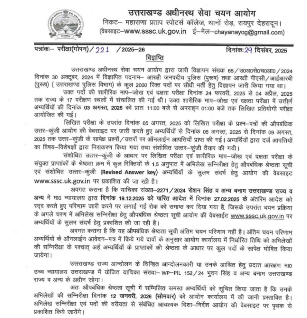 UK Police Constable Result 2025 जारी : उत्तराखंड पुलिस कांस्टेबल रिजल्ट मेरिट लिस्ट जारी, अपना नाम कैसे चेक करें