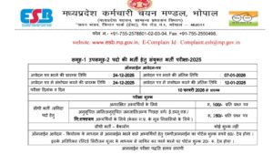 MPESB Group 1 Sub Group 2 Bharti 2026 Rule Book out–मध्य प्रदेश समूह 1 उप समूह 2 2026 नोटिफिकेशन जारी जल्द करें आवेदन