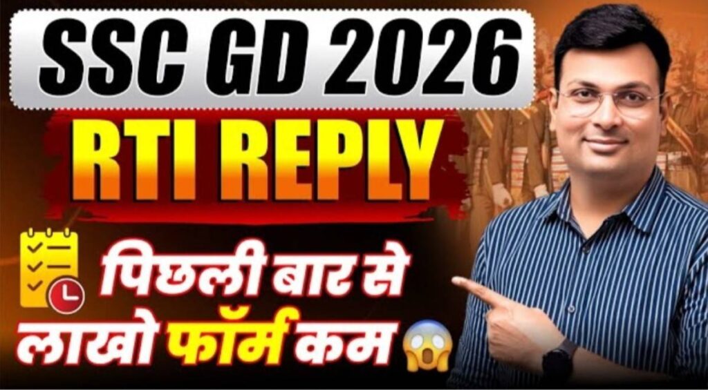 SSC GD Constable 2026 RTI का Reply आ गया:एसएससी जीडी 2026 में कितने बच्चों ने Form अप्लाई किया हैं