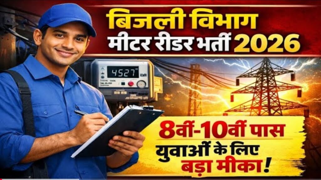 Electricity Meter Reader बिजली विभाग में मीटर रीडर भर्ती 2025: 8वीं-10वीं पास युवाओं के लिए सुनहरा मौका