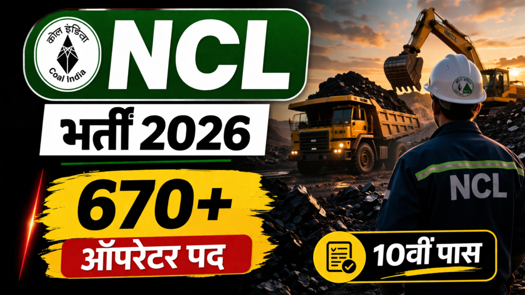 MP NCL Recruitment 2026 New: 10वीं पास के लिए 670+ ऑपरेटर पद, ऑनलाइन फॉर्म, योग्यता, सैलरी पूरी जानकारी MP NCL Recruitment 2026 New: 10वीं पास के लिए 670+ ऑपरेटर पद, ऑनलाइन फॉर्म, योग्यता, सैलरी पूरी जानकारी