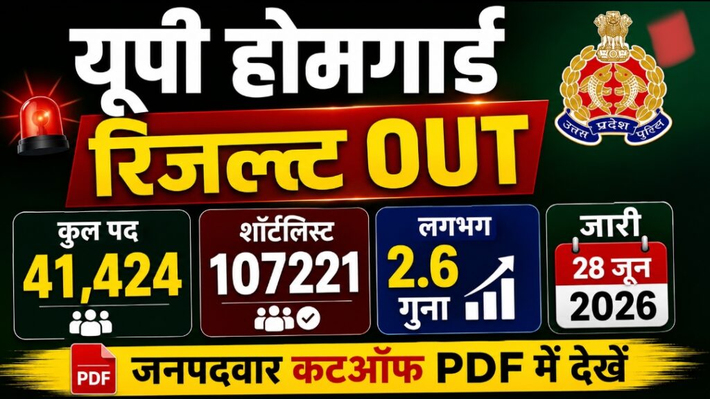 UP Home Guard 2026 Result घोषित: यूपी होम गार्ड लिखित परीक्षा का रिजल्ट जारी, यहां देखें डायरेक्ट लिंक