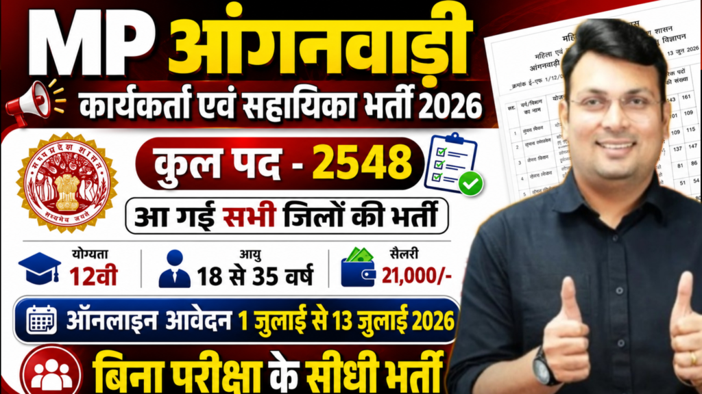 MP Mahila Anganwadi Bharti 2026: आंगनबाड़ी कार्यकर्ता और सहायिका के 2500 पदों के लिए नोटिफिकेशन जारी