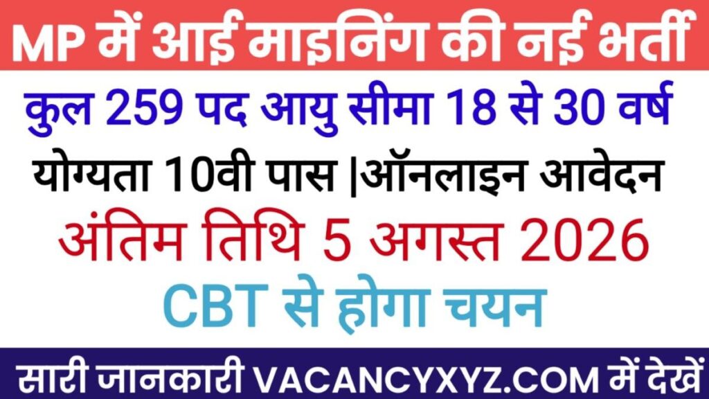 MP Mining Bharti 2026 New: एमपी NCL की तरफ से 10वीं पास कुल 254 पदों के लिए आवेदन और नोटिफिकेशन जारी, जल्दी करें आवेदन MP Mining Bharti 2026