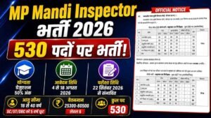 MP Mandi Inspector Bharti 2026 New: लो आ गई 530 पदों पर भर्ती, योग्यता, आयु सीमा और आवेदन